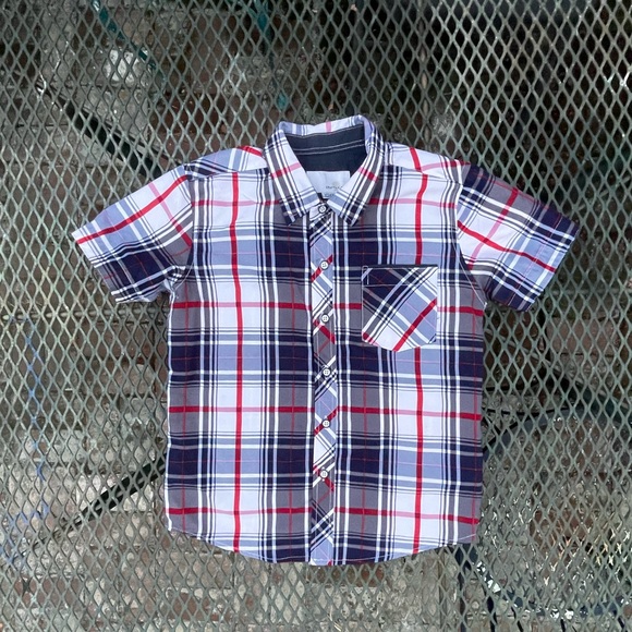 CRAFT + FLOW | Boys Blue and Red Plaid Button Down Shirt M - Picture 1 of 3